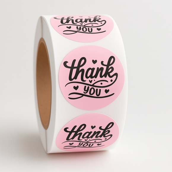 STICKERAFT Tops - Thank You 1" Round Stickers (Pack of 100 roll )​​​